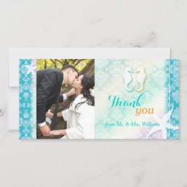 シックビーチ結婚シーホースの写真サンキューカード サンキューカード