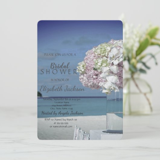 シックビーチ結婚式フローラブライダルシャワー 招待状 (スタンド正面)