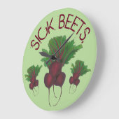 シックビーツ(ビート)レッドビーツベジタリアン食おもしろい品 ラージ壁時計 (傾斜)