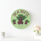 シックビーツ(ビート)レッドビーツベジタリアン食おもしろい品 ラージ壁時計 (ホーム)