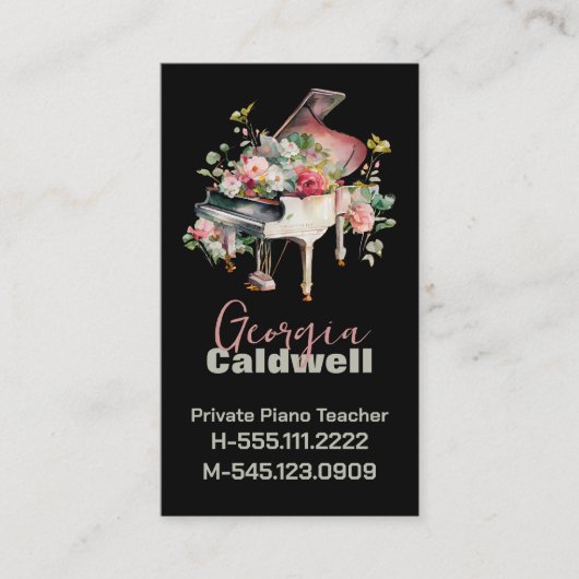 シックピアノ先生ウォーターカラーアート 名刺 (正面)