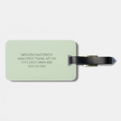 シックピンクのアーチ型スカラップのソフトグリーンのモノグラム名 ラゲッジタグ (裏面横)