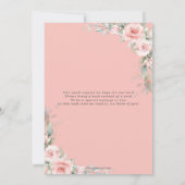 シックピンクのフローラジャングル動物のベビーシャワーガール 招待状 (裏面)