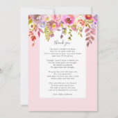 シックピンクのフローラ詩のベビーシャワーサンキューカード 招待状 (正面)