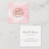 シックピンクの水彩カスタムロゴプロフェッショナル スクエア名刺 (正面/裏面)