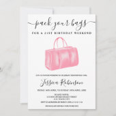 シックピンクの水彩バッグの誕生日プログラム 招待状 (正面)
