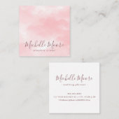 シックピンクの水色エレガントプロフェッショナル スクエア名刺 (正面/裏面)