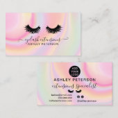 シックピンクの虹のユニコーン大理石まつげ 名刺 (正面/裏面)