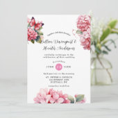 シックピンクアジランゲアバタフライ結婚式招待状 招待状 (スタンド正面)