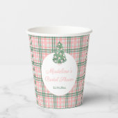 シックピンクアンドグリーンホリデイブライダルシャワーパーティー 紙コップ (裏面)