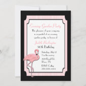 シックピンクアンドブラックフラミンゴパーティの招待状 招待状 (正面)