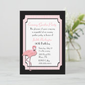 シックピンクアンドブラックフラミンゴパーティの招待状 招待状 (スタンド正面)