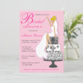 シックピンクオンピンクブライドモダンブライダルシャワー 招待状 (スタンド正面)