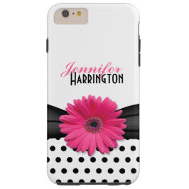 シックピンクガーベラデイジー水玉模様フラワー iPhone 12ケース