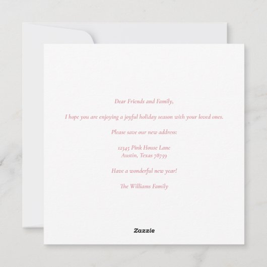 シックピンククリスマスハウストレンディーニューホームアドレス シーズンカード (裏面)