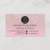 シックピンクグリッターグラデーションガーリーハート化粧 ロイヤリティカード (裏面)