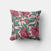 シックピンクグリーンフローラアート装飾装飾用クッション クッション (正面)