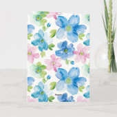 シックピンクグリーンブルーフローラ誕生日 カード (裏面)