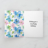 シックピンクグリーンブルーフローラ誕生日 カード (内部)