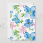 シックピンクグリーンブルーフローラ誕生日 招待状 (裏面)