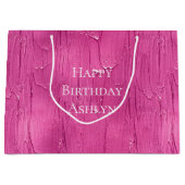 シックピンクケーキつや消し誕生日 ラージペーパーバッグ (正面)