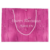 シックピンクケーキつや消し誕生日 ラージペーパーバッグ (裏面)