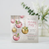 シックピンクシルバー金ゴールドオーナメントホリーグリタリー 招待状 (スタンド正面)