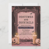 シックピンクハローウィンパーティ招待状 シーズンカード (正面)