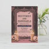 シックピンクハローウィンパーティ招待状 シーズンカード (スタンド正面)