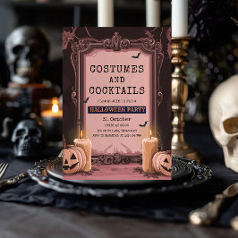 シックピンクハローウィンパーティ招待状 シーズンカード