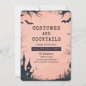 シックピンクハローウィンパーティ招待状 シーズンカード (正面)