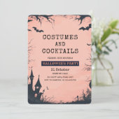 シックピンクハローウィンパーティ招待状 シーズンカード (スタンド正面)