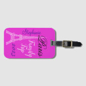 シックピンクパリエッフェルタワーファミリートリップ ラゲッジタグ (正面横)