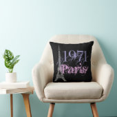 シックピンクパープルエッフェルタワー誕生年 クッション (椅子)