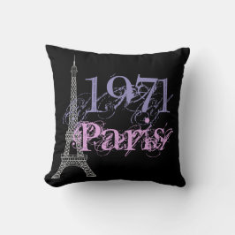 シックピンクパープルエッフェルタワー誕生年 クッション