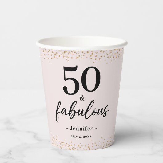 シックピンクフィフティ&ファブラス誕生日 紙コップ (裏面)