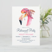 シックピンクフラミンゴリタイアメントパーティの招待状 招待状 (スタンド正面)