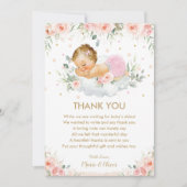 シックピンクフローラスイートベビーガールシャワー誕生日 サンキューカード (正面)