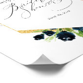 シックピンクブルーバラフローラブライダルシャワー歓迎 ポスター (角)