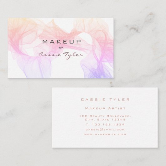 シックピンクブルーパステルウォーターカラー抽象芸術 名刺 (正面/裏面)