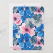 シックピンクブルーフローラ誕生日 招待状 (裏面)