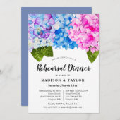 シックピンクブルー水彩フローラリハーサルディナー 招待状 (正面/裏面)