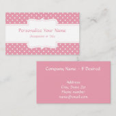 シックピンクホワイト水玉模様レトロ 名刺 (正面/裏面)