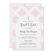 シックピンクホワイト金ゴールドクロスアーチベビーバプテスマ