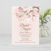 シックピンクメイソンジャーフローラブライダルシャワー招待状 招待状 (スタンド正面)