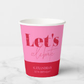 シックピンクレッドグリッター誕生日レッツ祝ー 紙コップ (裏面)