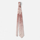 シックピンクローズ金ゴールドフローラスケッチグラデーショングリッター ネクタイ (裏面)
