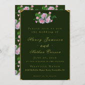 シックピンクローゼス金ゴールドレタリング結婚式招待状 (正面/裏面)