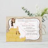 シックピンク女性のカーボーイカントリーブライドブライダルシャワー 招待状 (スタンド正面)