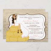 シックピンク女性のカーボーイカントリーブライドブライダルシャワー 招待状 (正面/裏面)